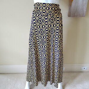 Loveappella Women Blue/Yellow Maxi Geometric Skirt SZ XS